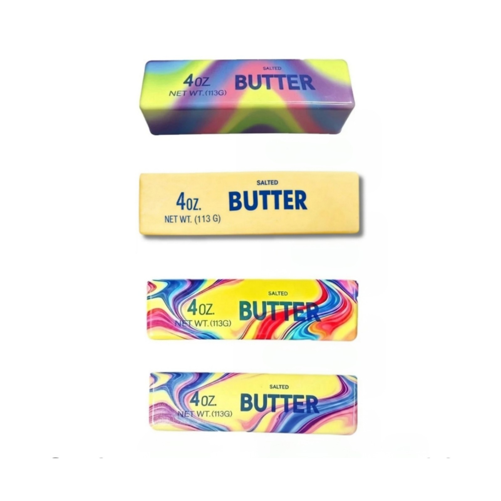4pc Butter Stick Squishy Fidget Toy Soft Stress Relief Anxiety Squeeze Tie Dye
