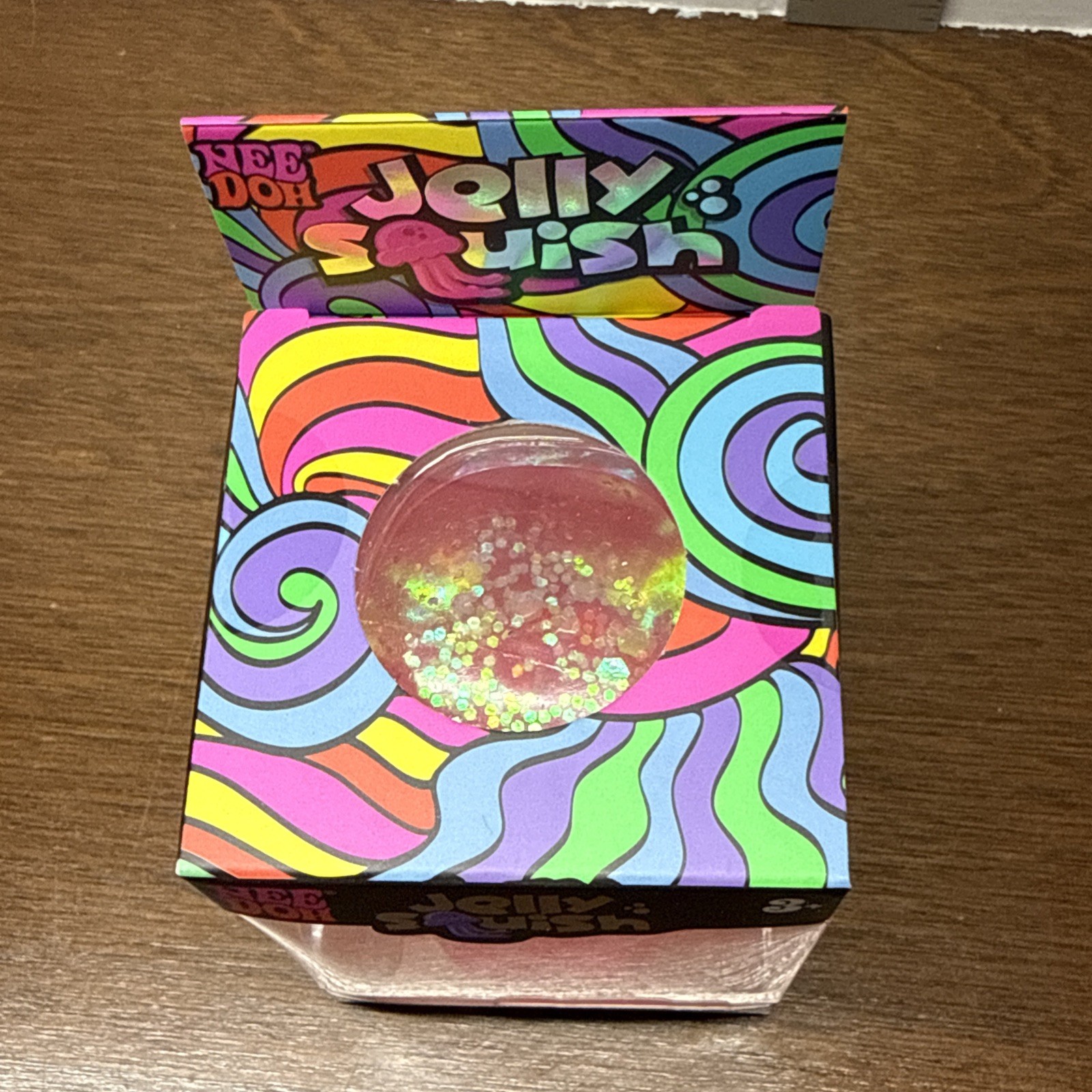 Schylling NeeDoh PINK JELLY SQUISH Sparkle Jellyfish Squishy Nee Doh AUTHENTIC