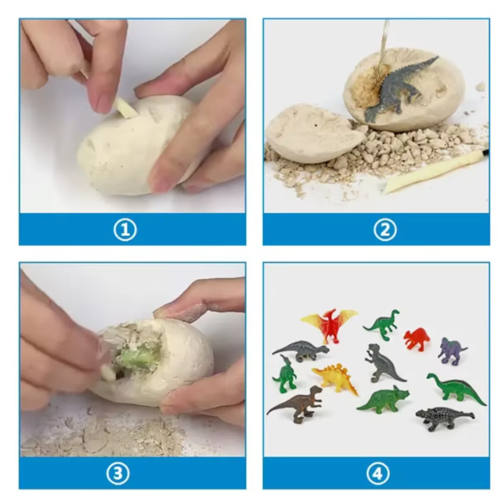 12PCS Dinosaur Egg Dig Kit Fossil Excavation STEM Science Toy Gift Set