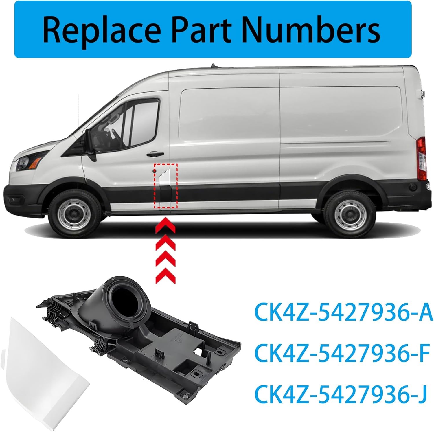 Transit Fuel Door/Gas Door Assembly with White Cover Compatible with 2015-2023 F