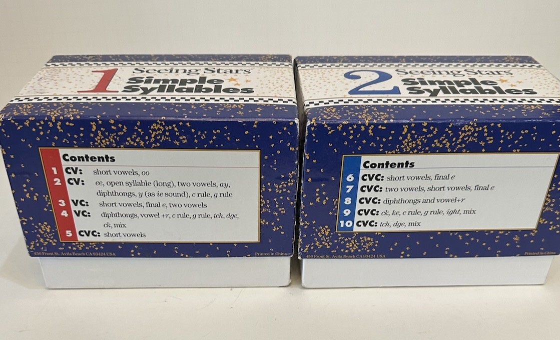 Seeing Stars Syllable Card box 1 and 2 – Single-Syllable