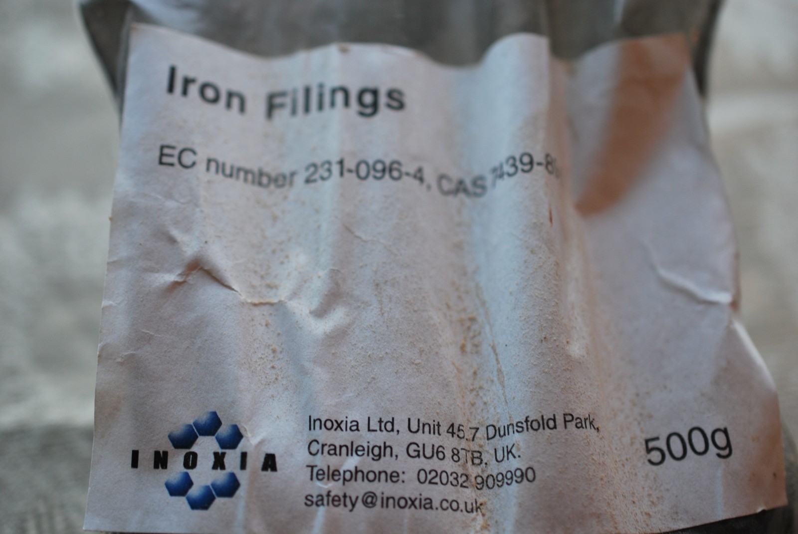 Iron Filings 483 Grams Inoxia Ltd Cranleigh UK Educational & Demonstration Uses