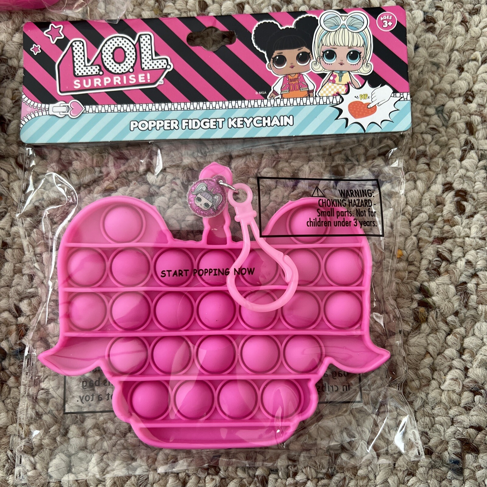 LOL Surprise Popper Fidget Keychain New In Package Large 5” Keychains Set Of 3