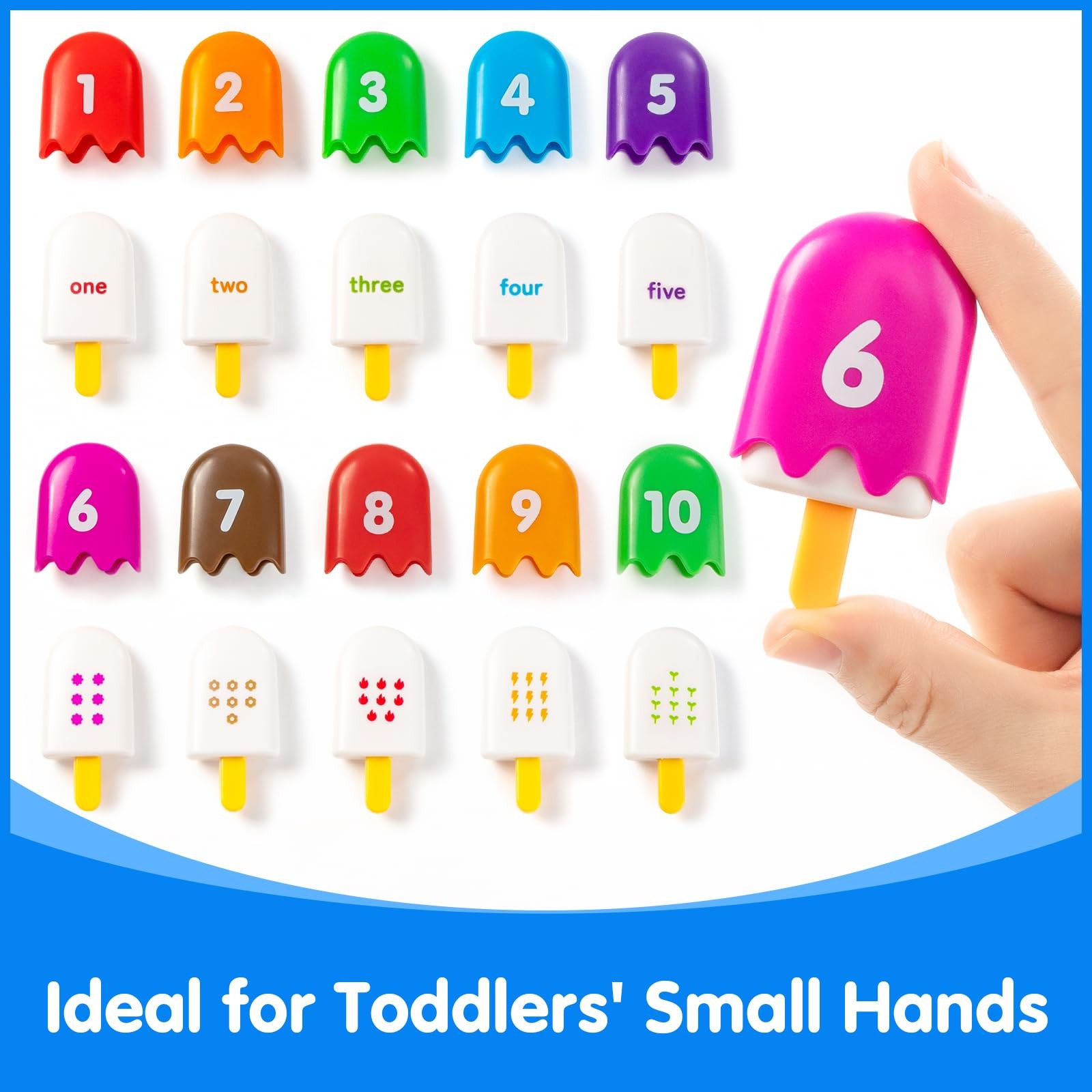 Odoorgames Mini Number Pops 1-10 – Fun Matching Toys for Mini, 7 Color