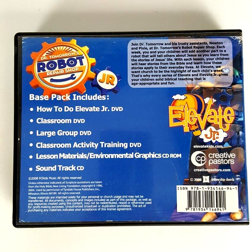 Elevate Jr Dr Tomorrows Robot Repair Shop Base Pack DVD CD Bible Youth Christian
