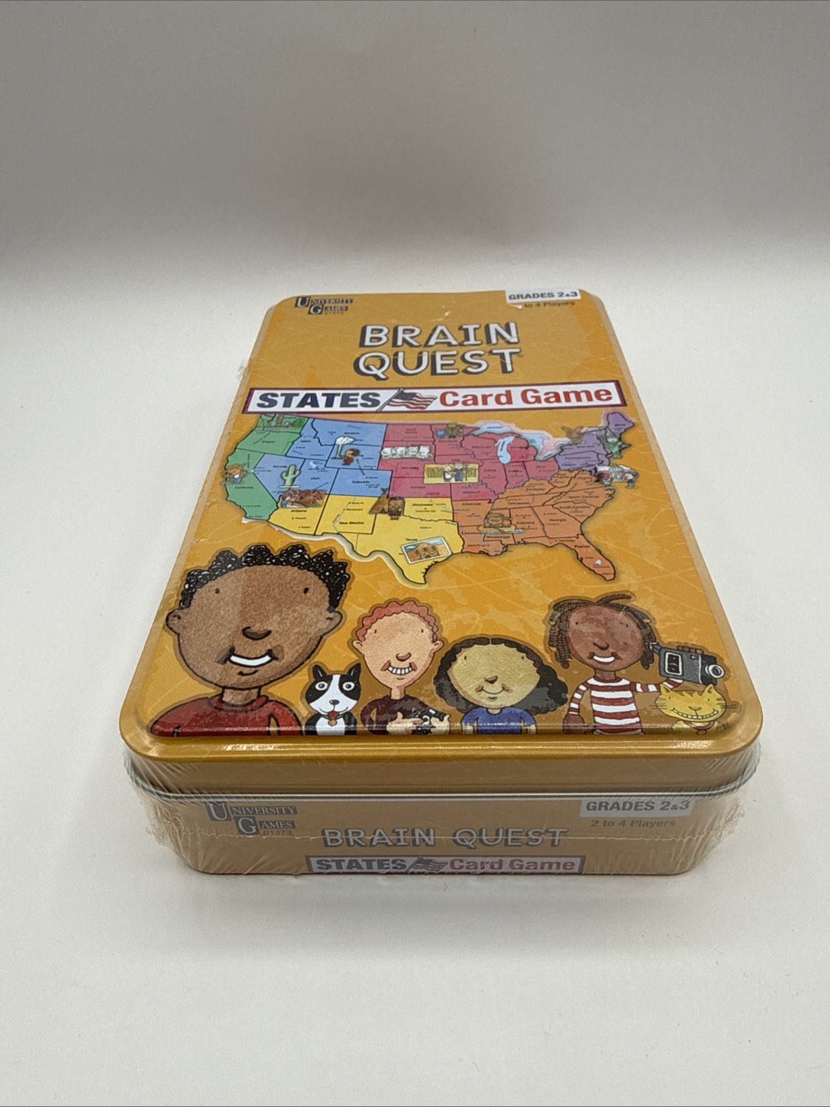 University Games Brain Quest States Trivia Card Game Grades 2 & 3 W/Storage Tin