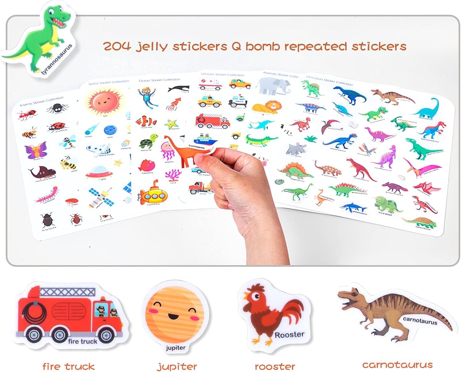 Jelly Reusable Sticker Books for Toddlers 1-3 2-4 , Portable Travel Toys Stic…