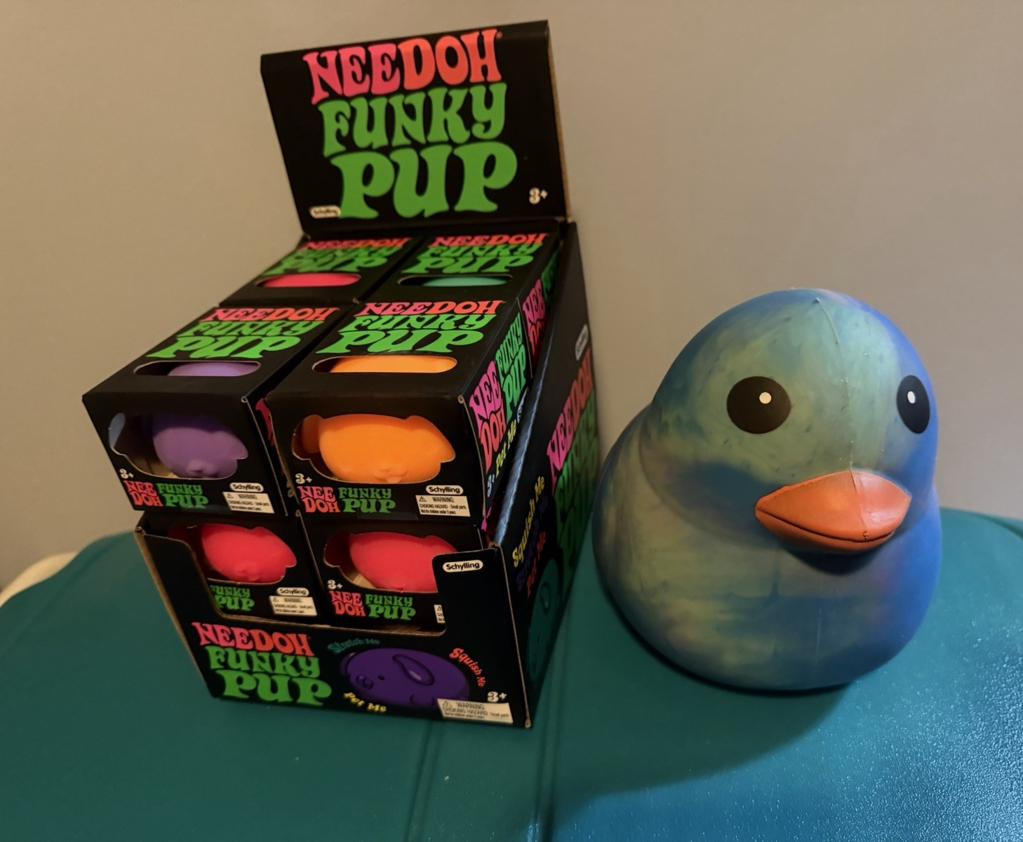 NeeDoh Funky Pup Tactile Squishy Squeeze Toy, Blue/Orange, Age 3+