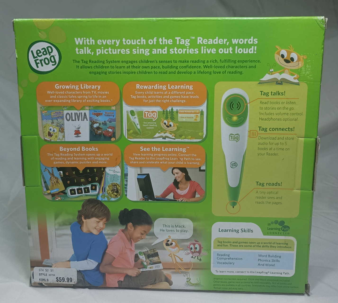 NIP Leapfrog Tag Reading System Ages 4-8 Ozzie and Mack Book