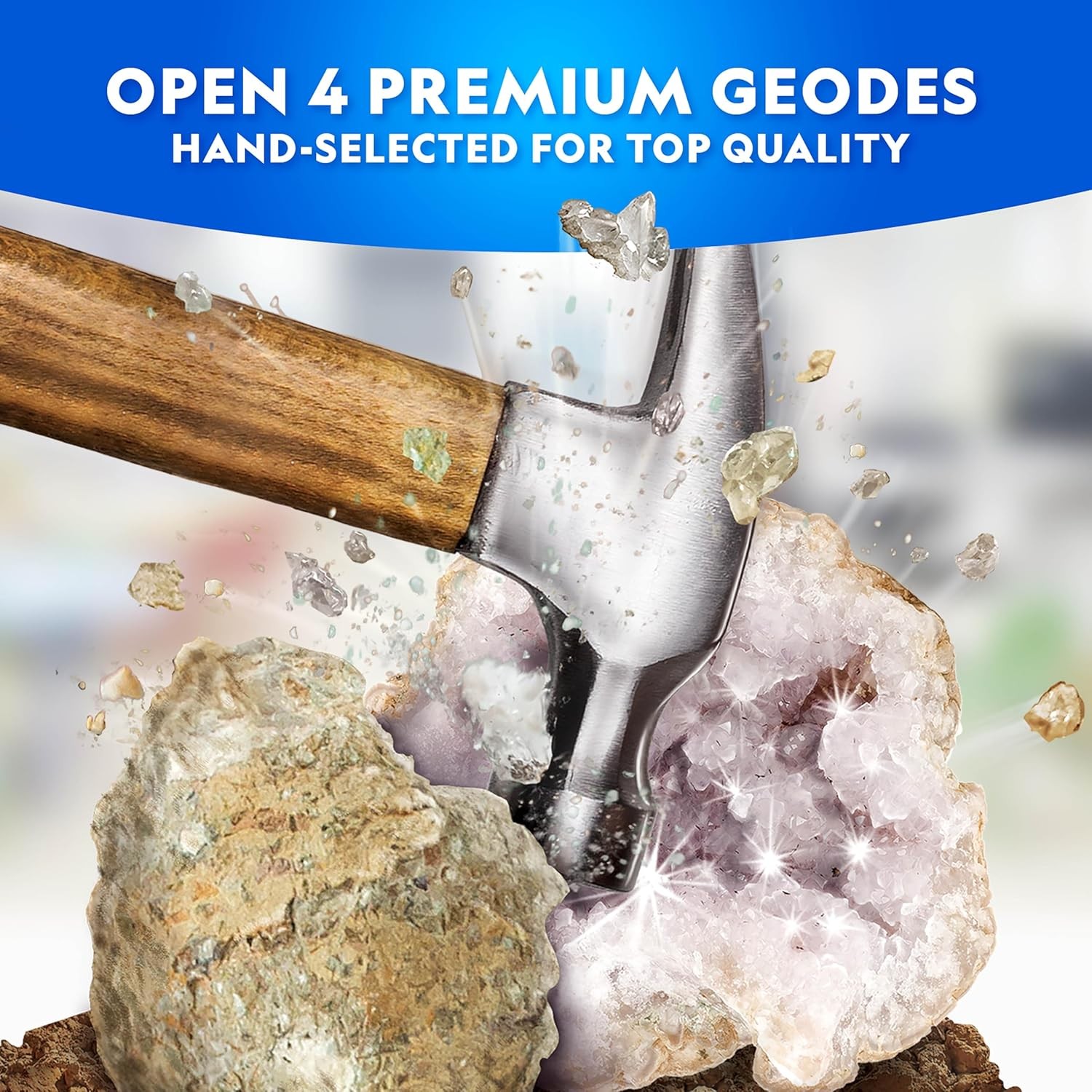 National Geographic Break Open 4 Geodes Science Kit – Includes Goggles and Dis