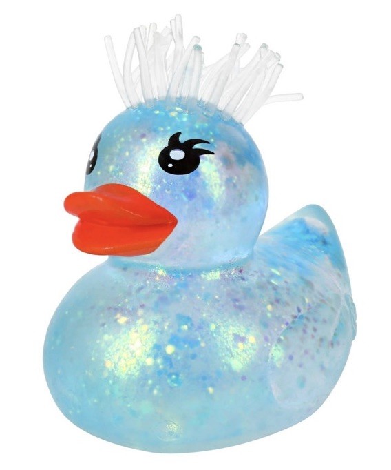 ORB Sugar Swaps Duck Pink Blue Purple Set of 3 Spiky Hair Bow Squishy Squeezy
