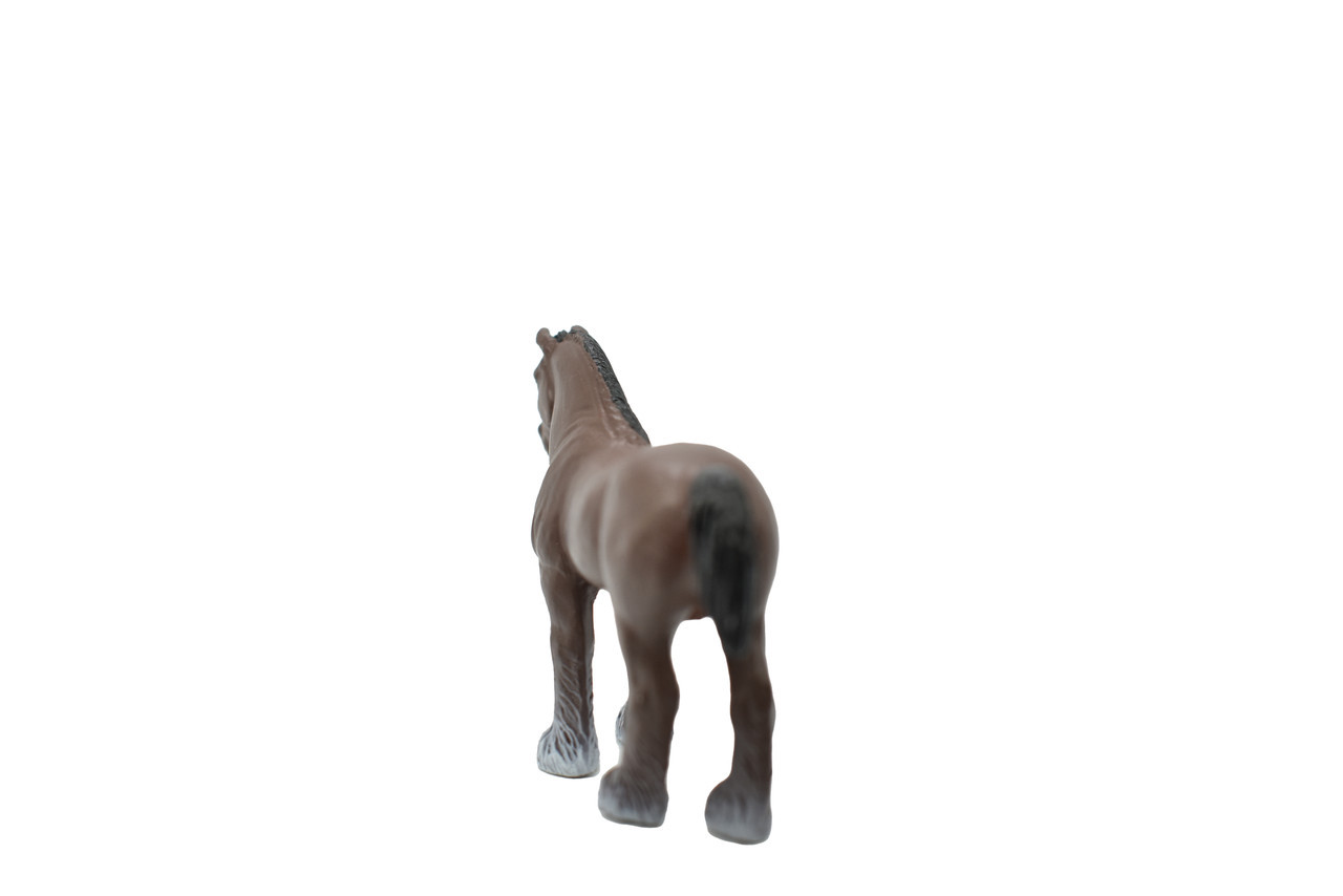Toy Horse, Clydesdale, Brown, Plastic Realistic Farm Model 2.5 Inches F7022 B97