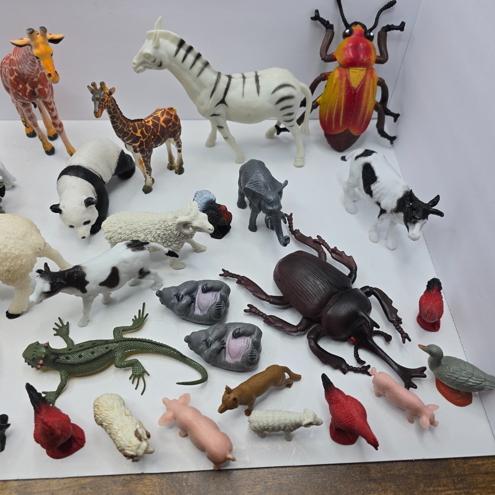 Lot Of 44 Various Land, Farm, Animal, Bugs Figures Vintage Modern Plastic Toys