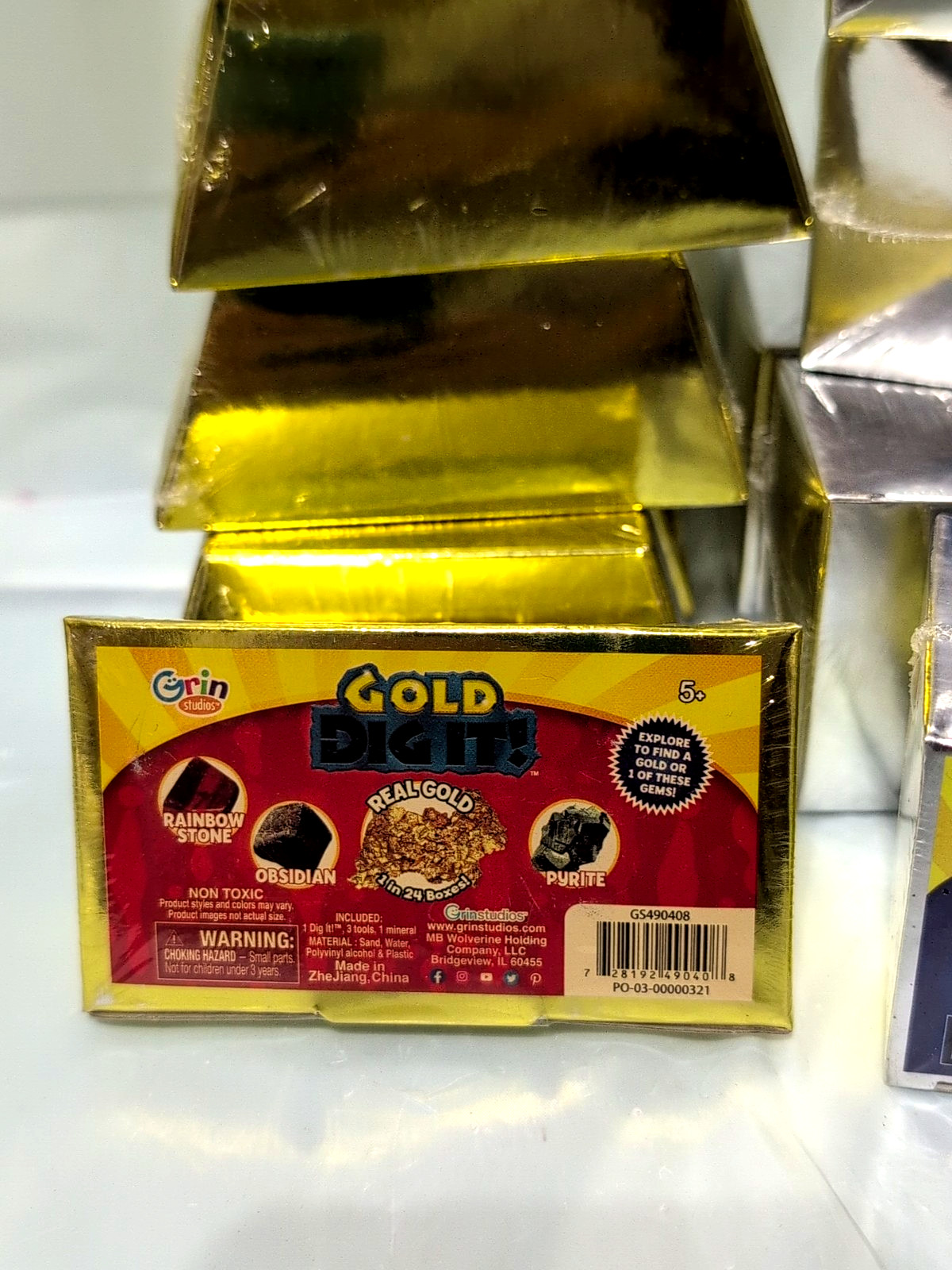 GrinStudio Dig It Gold & Diamond Treasure Bars Lot of 10 Bars 1 in 24 Real