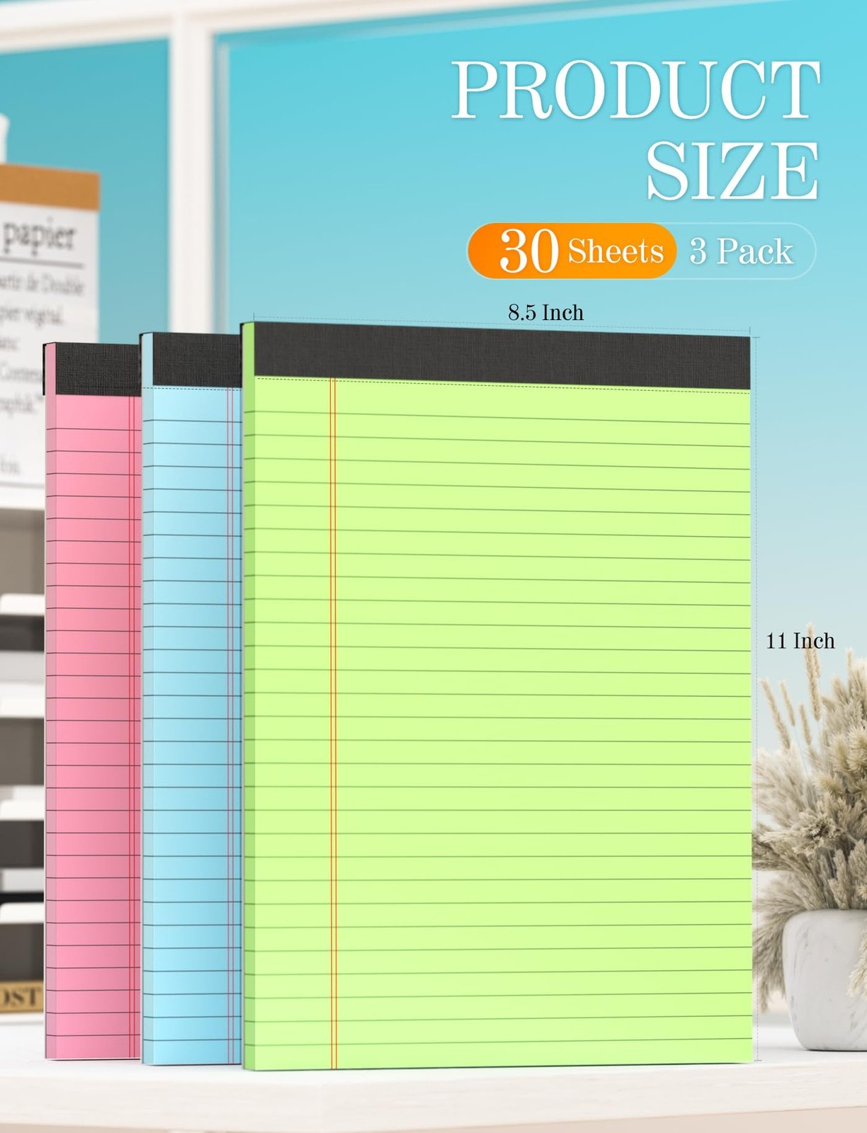 Zaviko Legal Pads 8.5 x 11 Colored Note Pads 8.5 x 11, 3 Pack Notepads 8.5×11…
