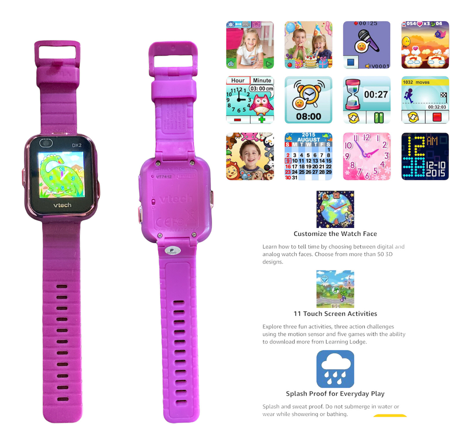 VTech KidiZoom Smartwatch DX2 Touchscreen, Pedometer, Camera, Rechargeable
