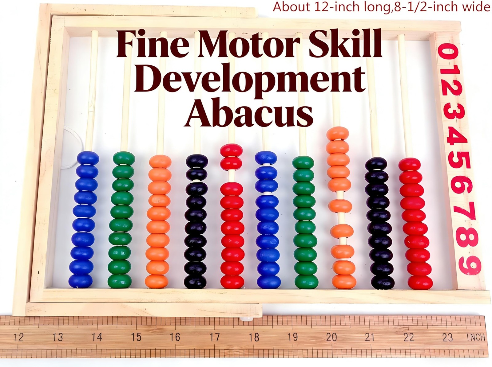 MAGIKON Wooden Abacus, 10 Rows Counting Frame 11.5in for Math | Wood, 11.5in, 10