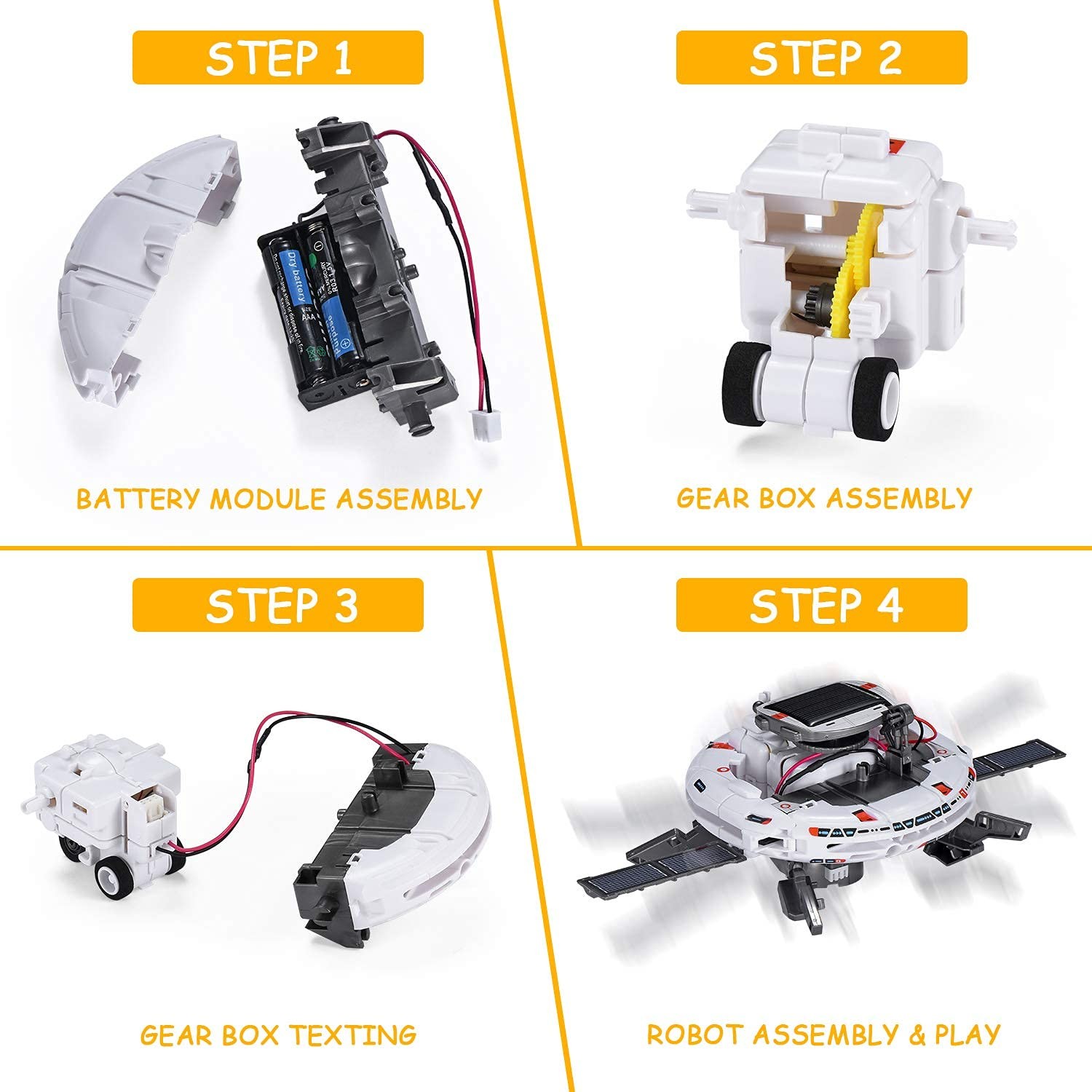 AESGOGO STEM Projects for Kids Ages 8-12, Solar Robot Toys Small, White