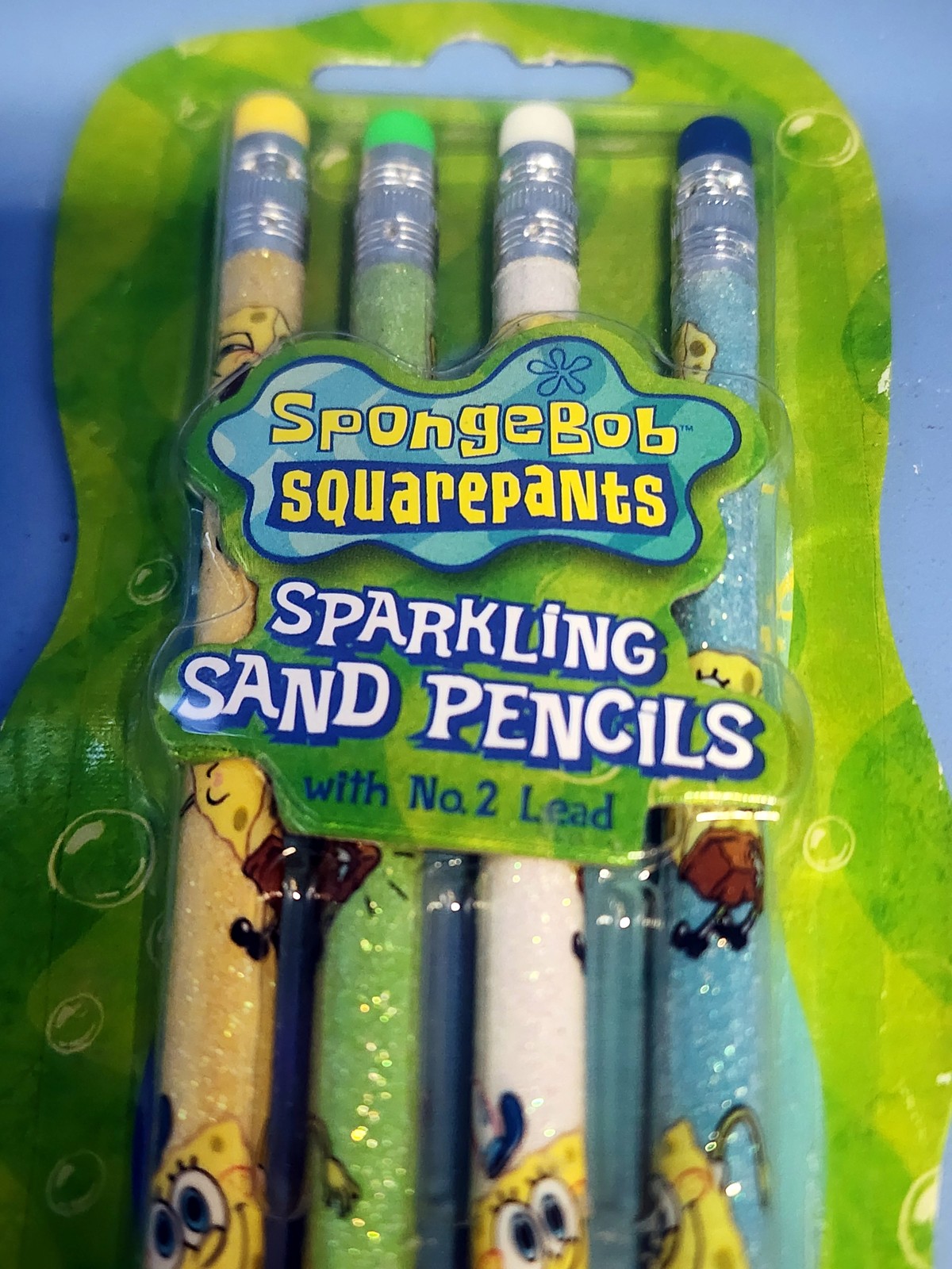 SpongeBob SquarePants Sparkling Sand Pencils No. 2 Lead Flying Colors 2001 NEW