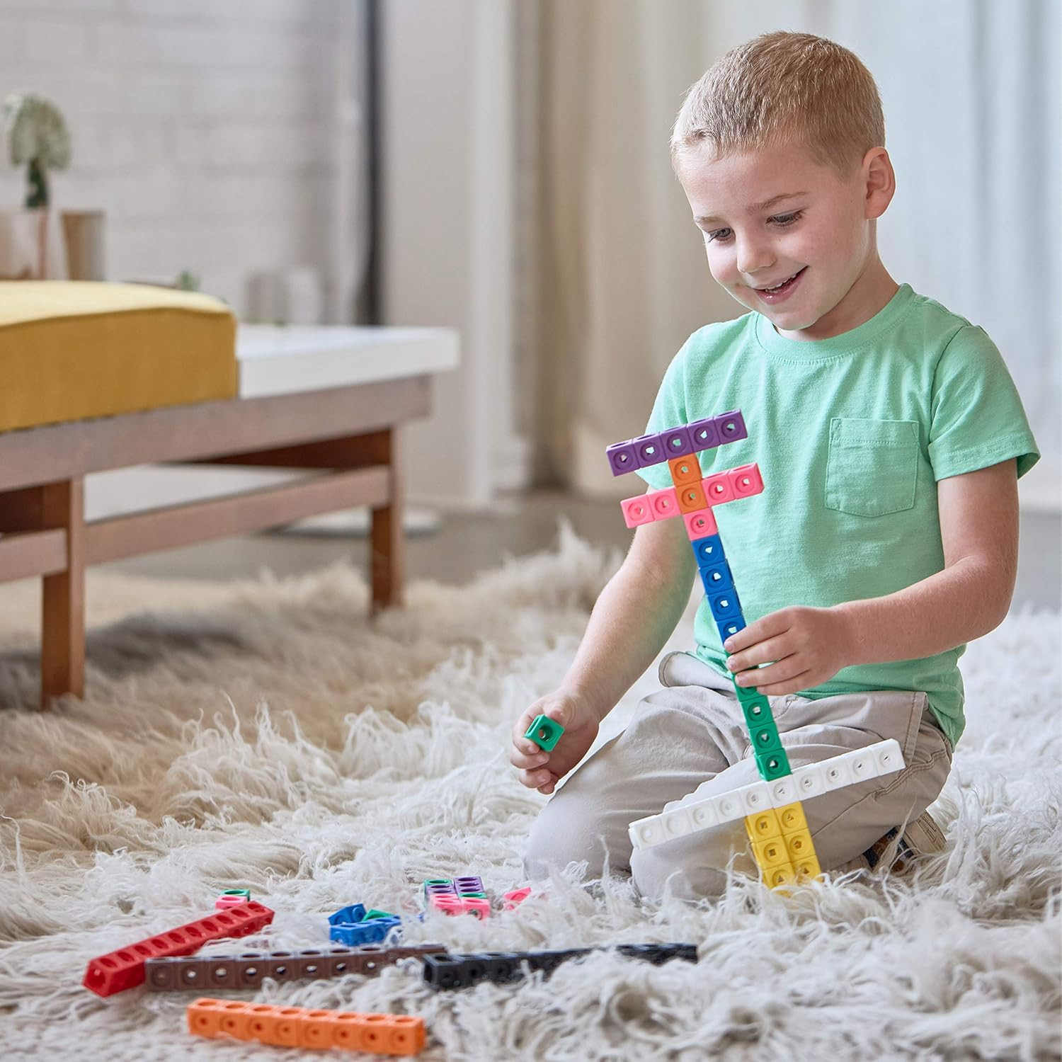 Edxeducation Math Cubes | Set of 100 Counting Blocks with 5 Shapes | Math Manipu