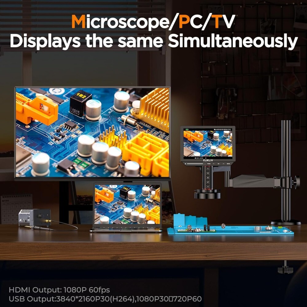 Elikliv HDMI Coin Microscope: Built-In Battery, Ring Light, Reveal Tiny Details!