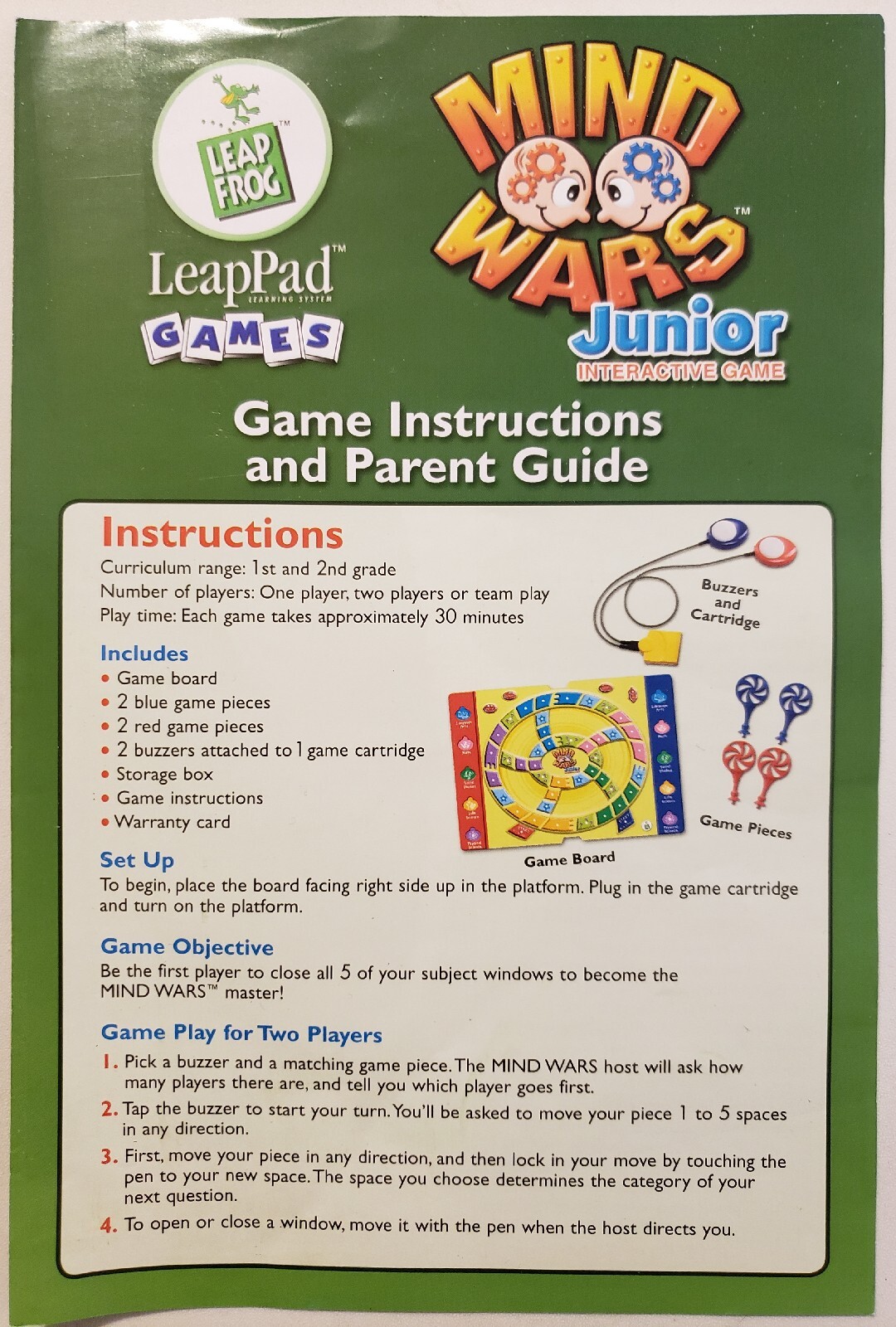 Leap Pad Mind Wars Junior Interactive Board Game 1st 2nd Grade Educational Toy
