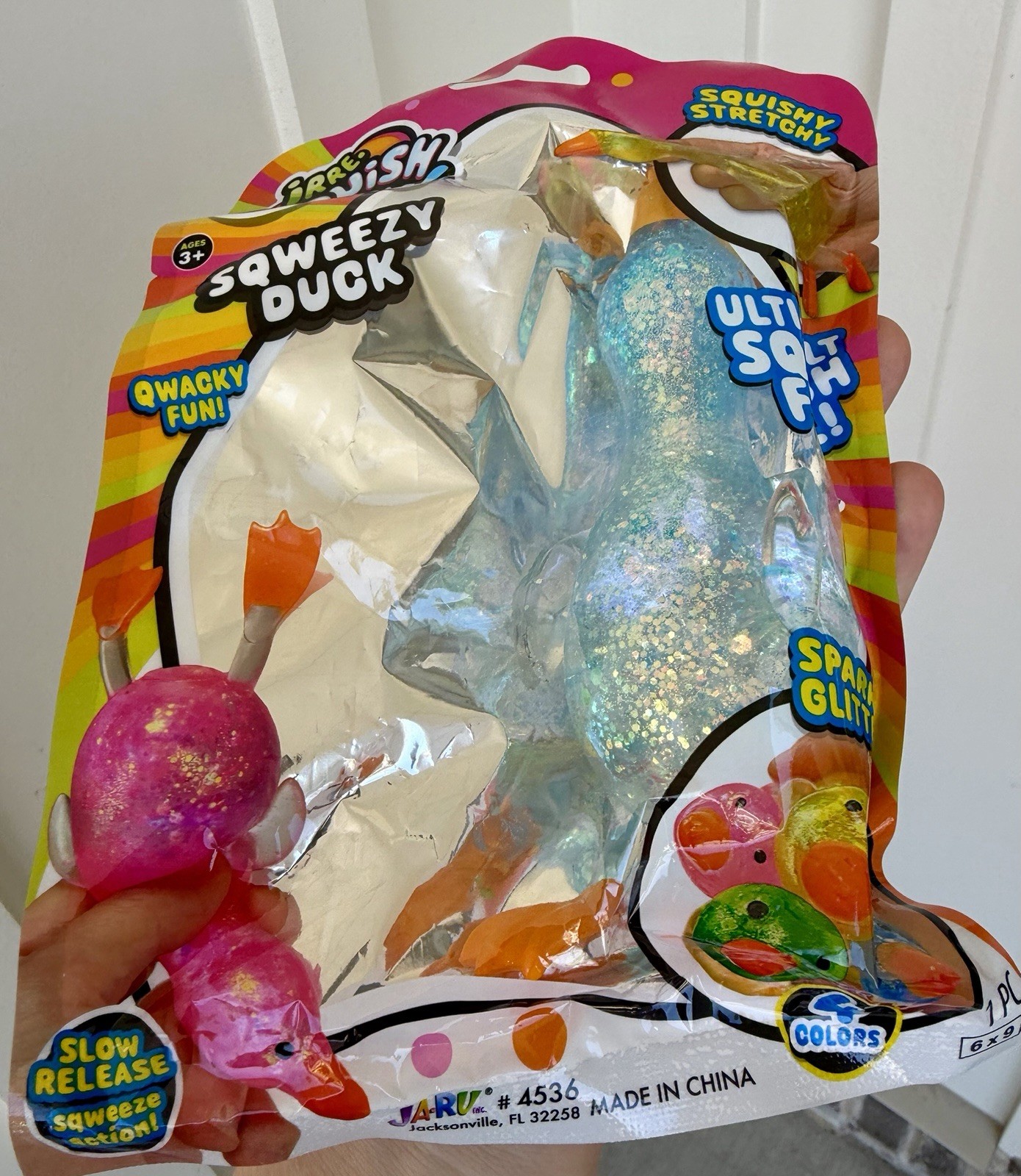 New Squishy Sensory Toy Sugar Glitter BL Duck JARU 6″ Firm Squeeze TikTok