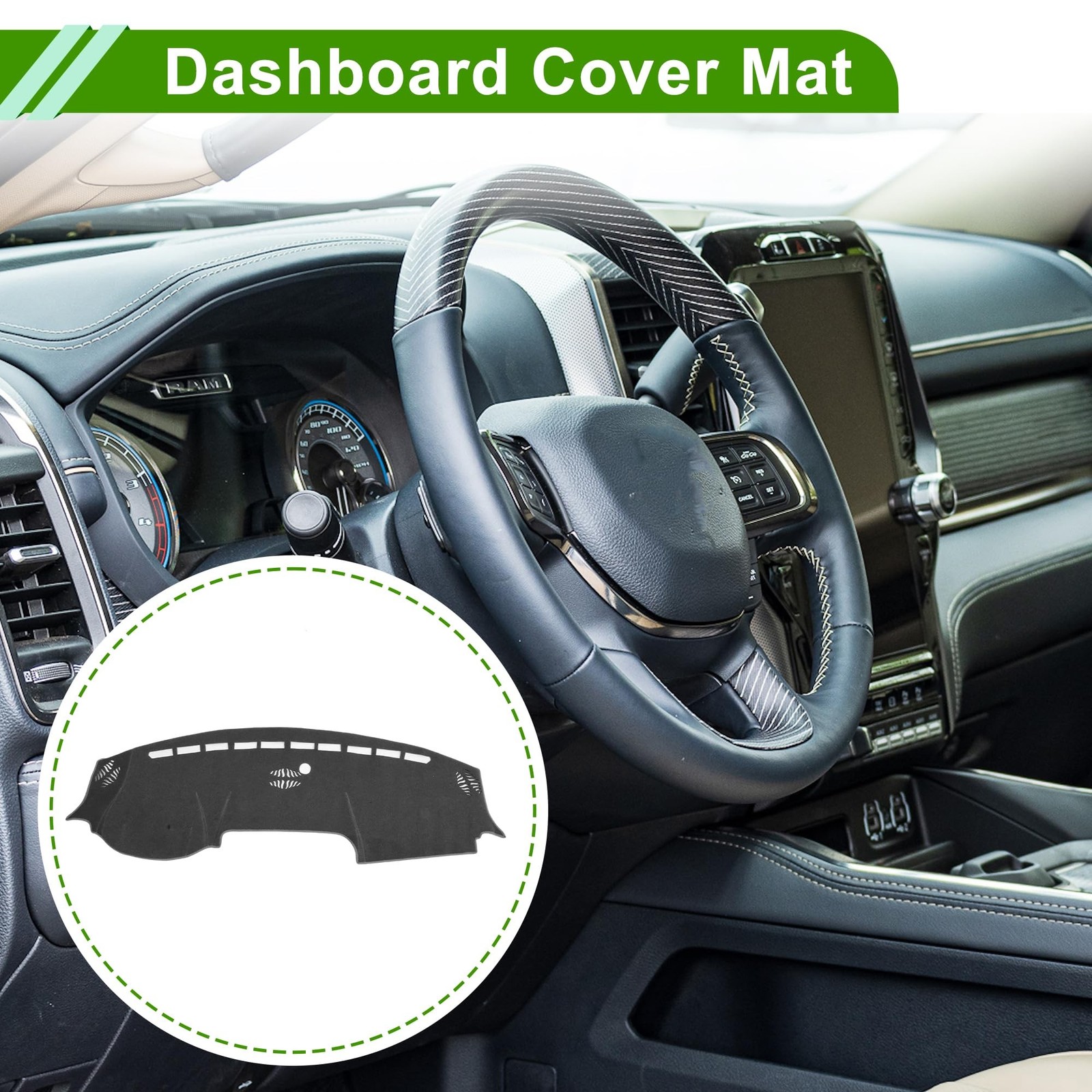 Dash Cover for RAM 3500 2019-2025 No Hud Dashboard Cover Car Interior Anti-Sl…
