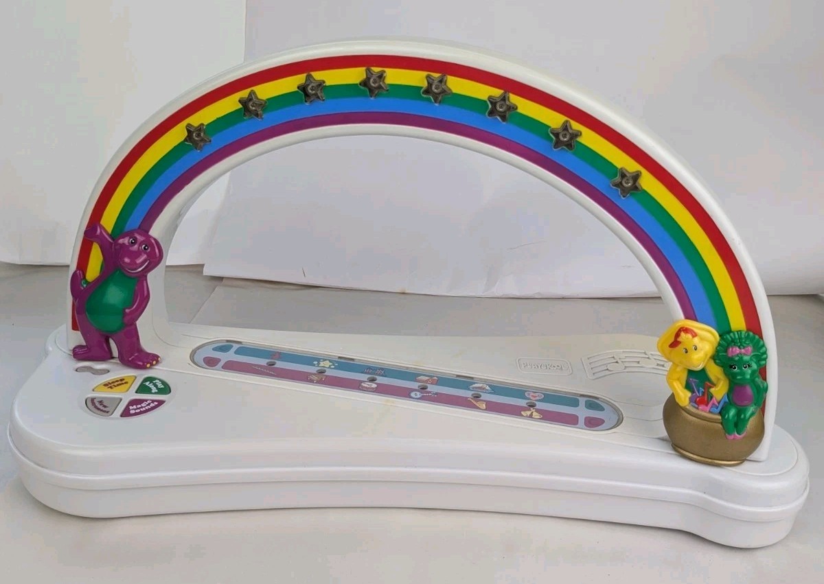 Rare Vintage Playskool Barney Rainbow Arch Musical Toy Sounds Play Dinosaur READ