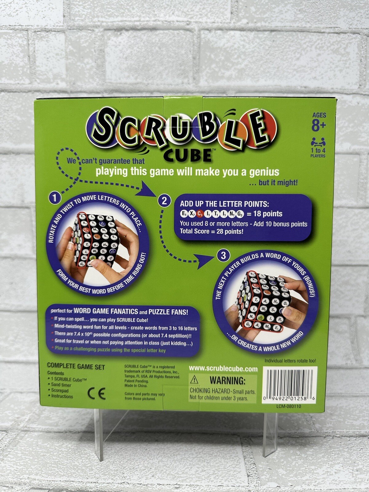 SCRUBBLE CUBE WORD 3D GAME COMPLETE GAME SET 8+ T4