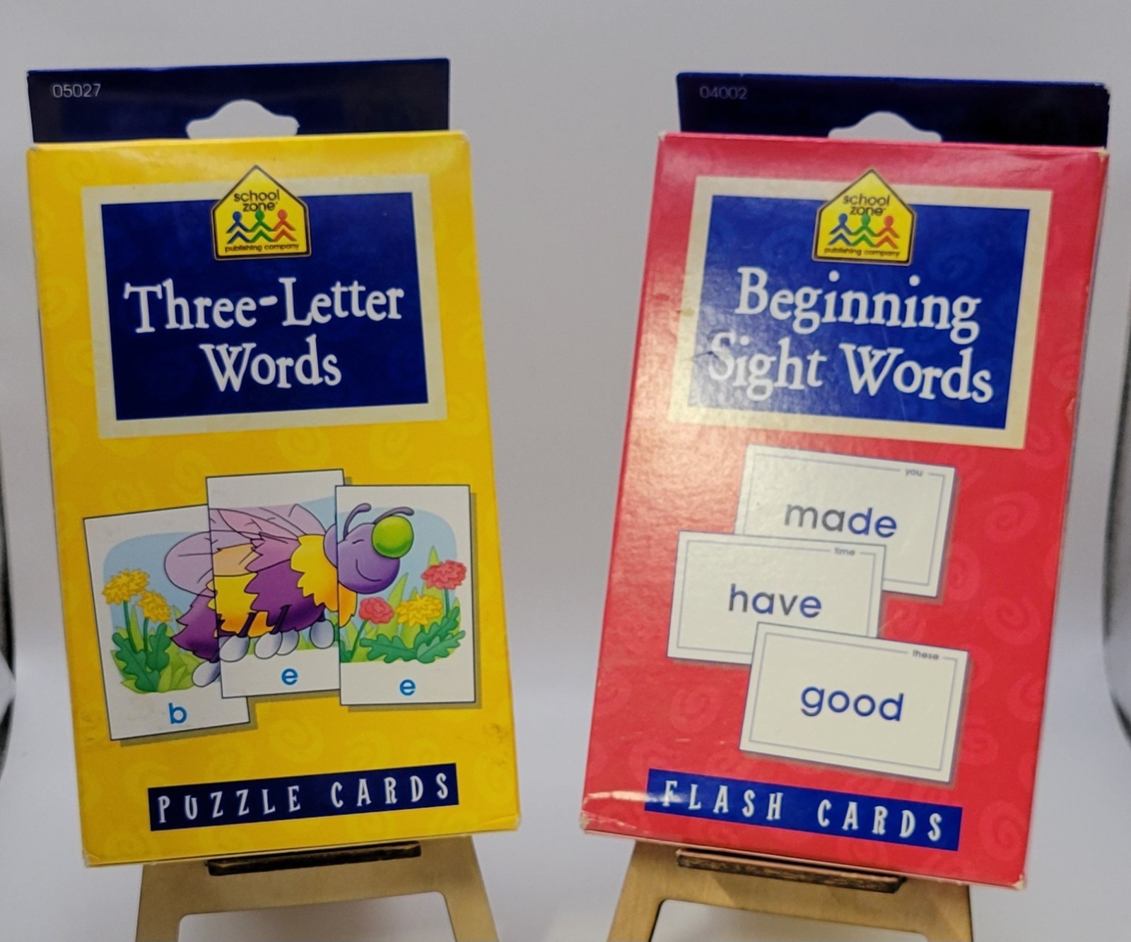 Vintage School Zone Beginning Sight Flash Cards/3 Letter Words Puzzle Card Games