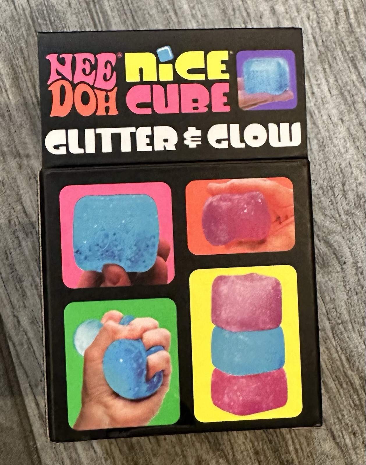 NeeDoh Nice Cube Glitter and Glow, Nee Doh Squishy Ice Cube X 1