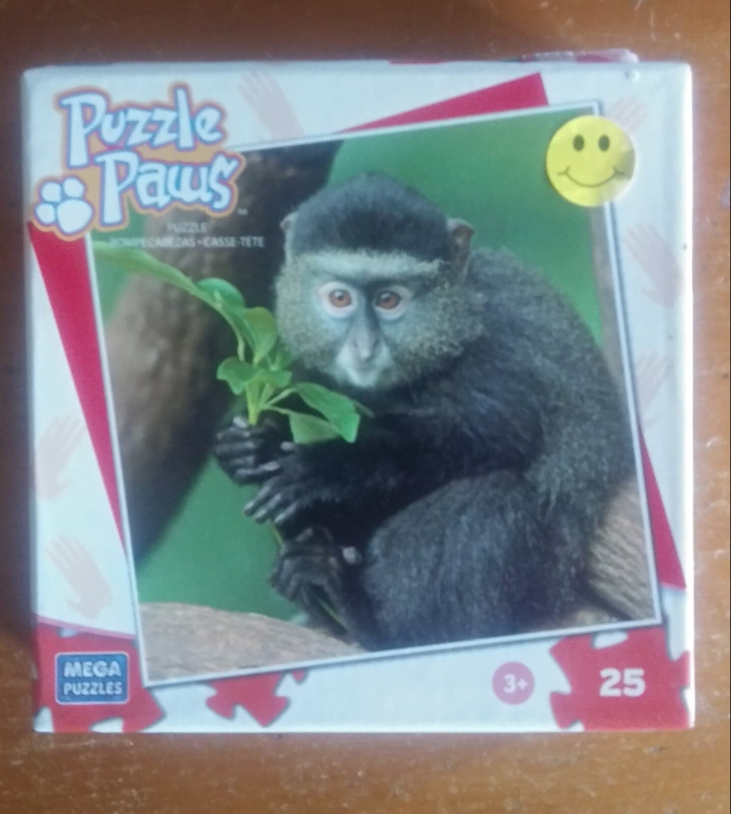MEGA PUZZLES PUZZLE PAWS MONKEY 25 PIECE AGES 3 PLUS 11″X11″ 2010 PRESCHOOL USED