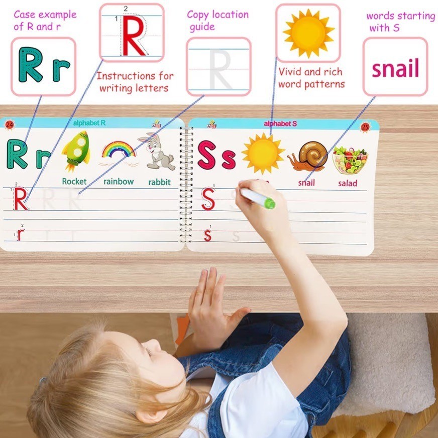 Preschool Educational Game Handwriting Tracing Numbers Alphabet Learning Kit toy