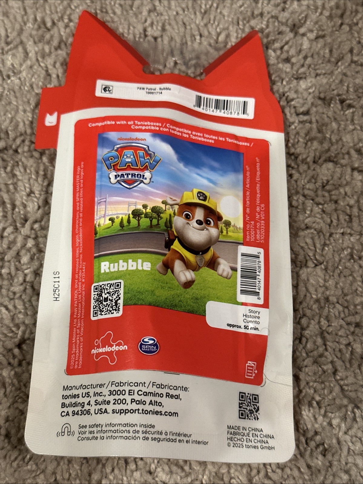 Tonies Character Nickelodeon Paw Patrol Rubble Figure Tonie box Audiobook NEW