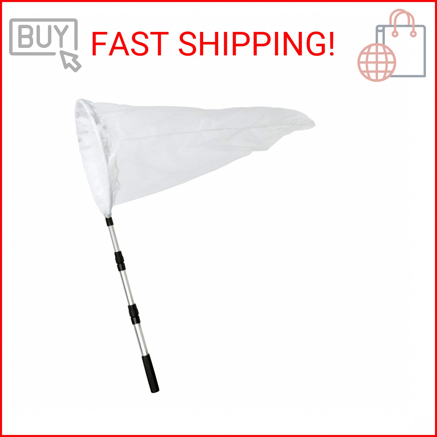 RESTCLOUD Butterfly Net with 16″ Ring, 36″ Net Depth, Handle Extends to 36 Inche