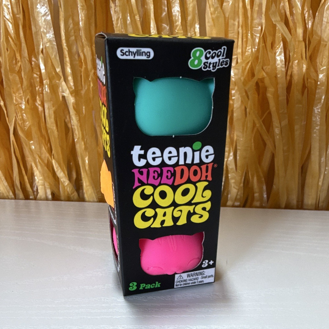 Schylling NeeDoh Teenie Cool Cats 3 Pack Tactile Squeeze Toys Multicolor 25302HY