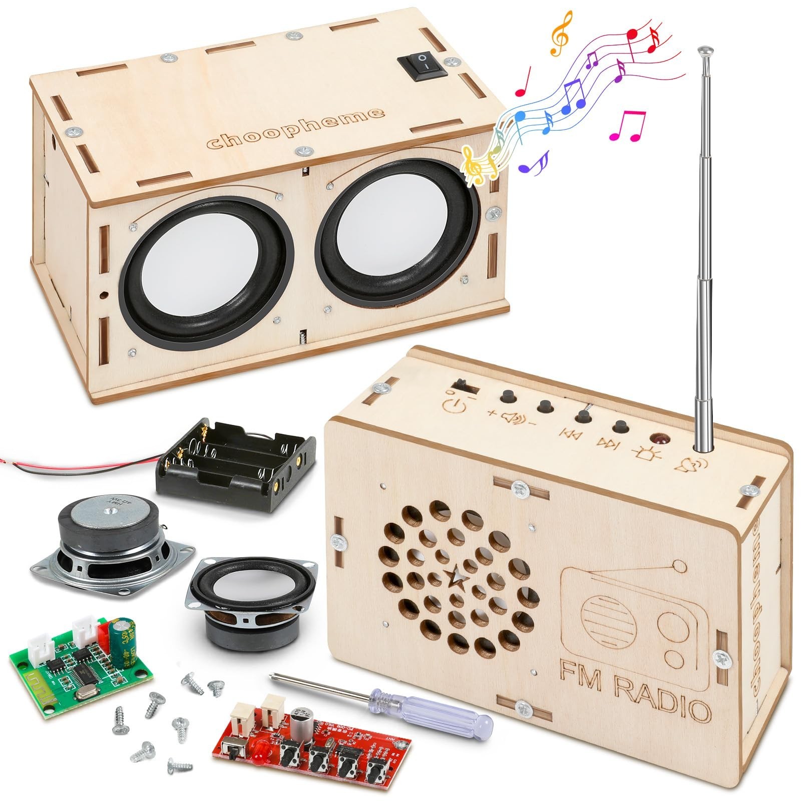 STEM Building Kit for Kids 8-14, DIY Bluetooth Speaker & FM Radio, Science Exper