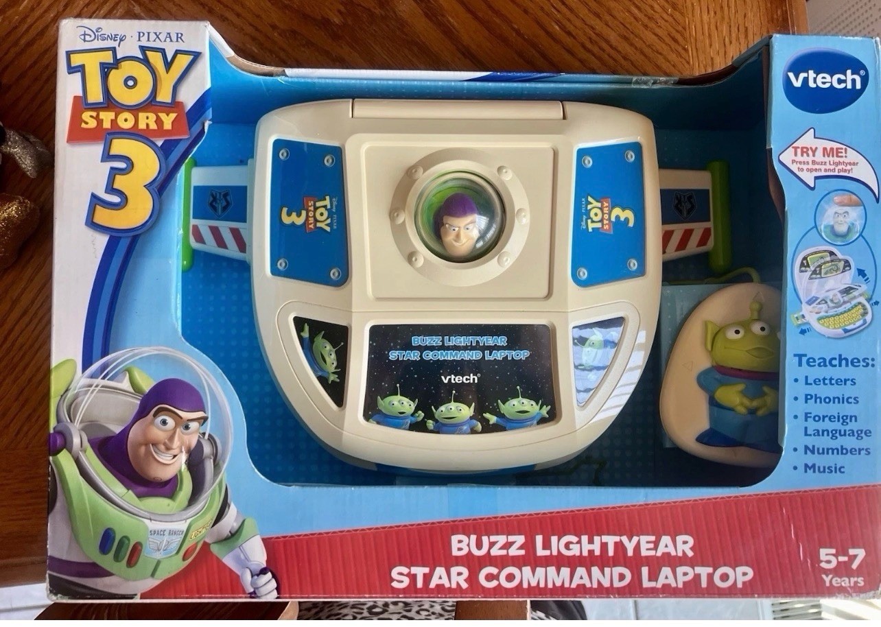 Vtg VTech Disney Toy Story 3 Buzz Lightyear Star Command Laptop Works