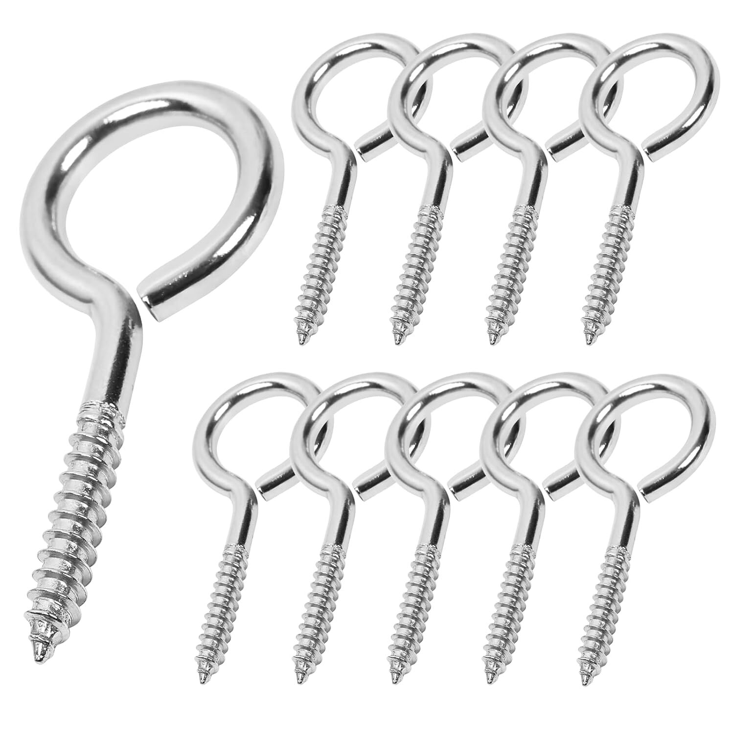 10PCS 2 inches Screw Eyes M3 304 Stainless Steel Eye Screws, Heavy Duty Screw,