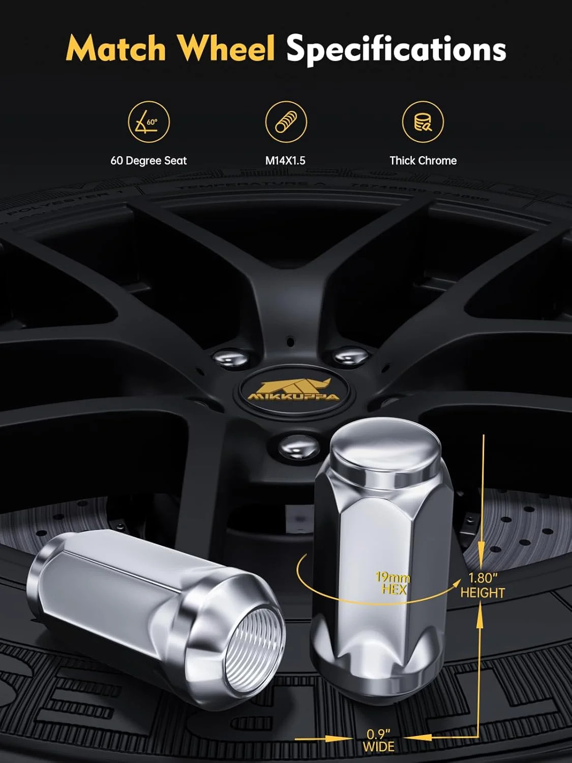 MIKKUPPA 24PCS M14x1.5 Skinny Lug Nuts – Replacement for Chevy Silverado Suburba