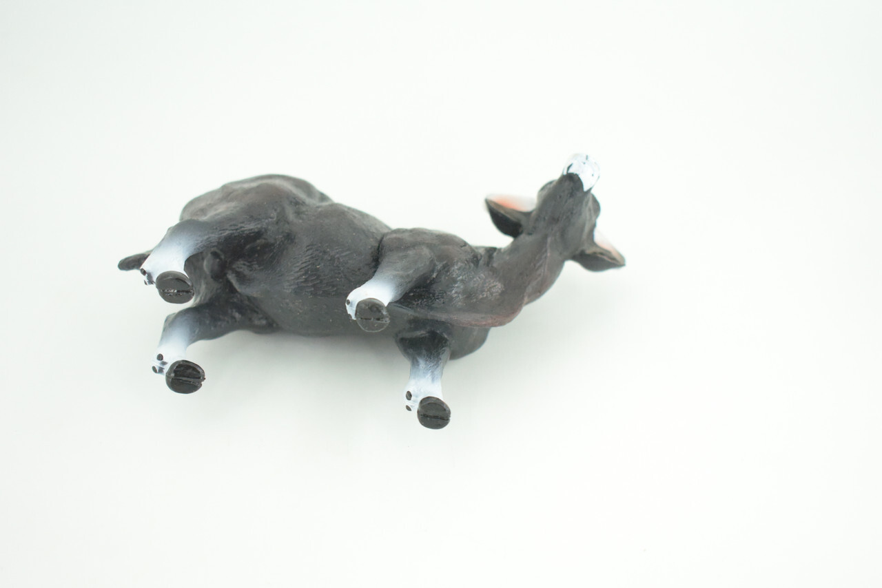 Gaur Bull Toy, Black, Realistic Hand Painted Rubber Cow, 6 Inches CH937 BB206