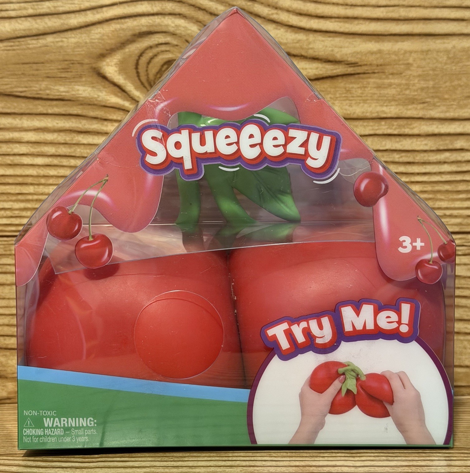 Squeeezy Cherry Squeeze Toy Red/Green, Ages 3+
