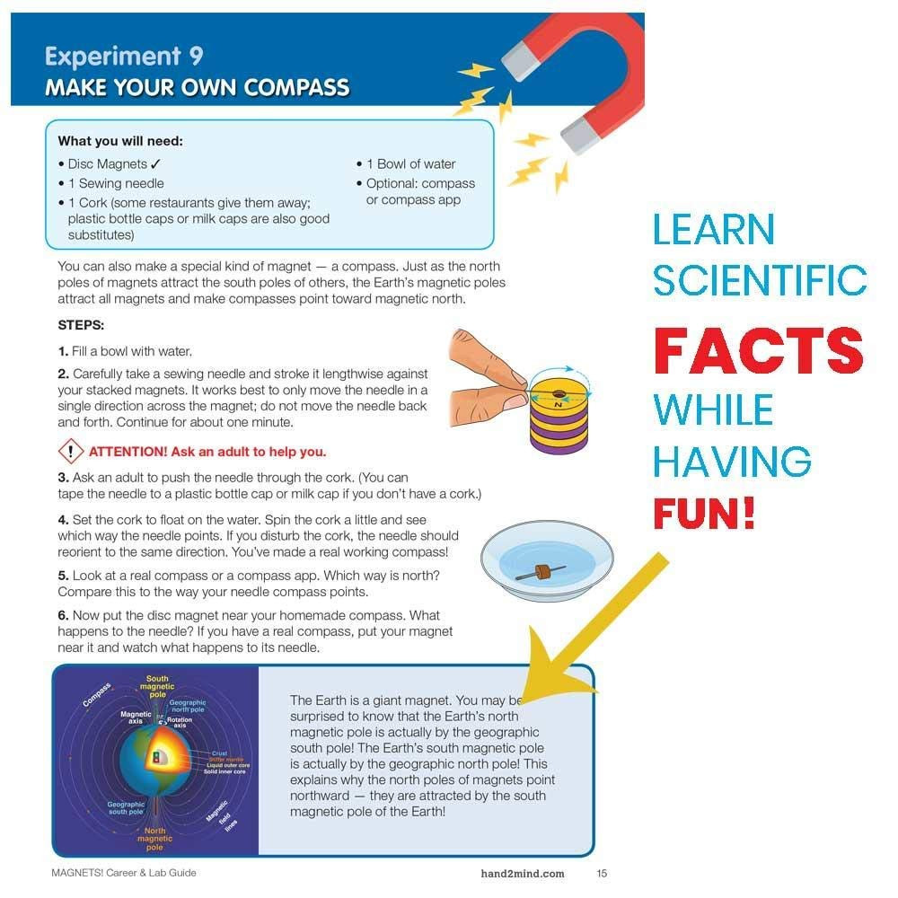 Magnetic Science Kit for Kids 8-12, Kids Science Kit with Fact-Filled Guide, Mak