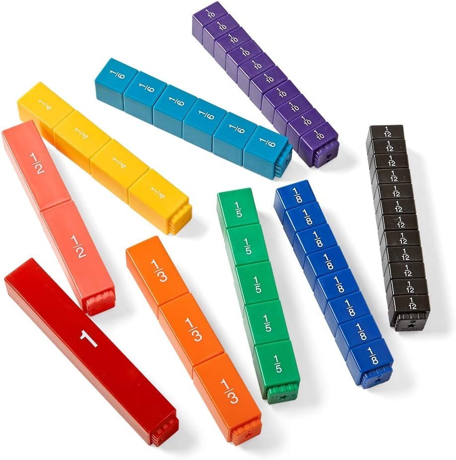Rainbow Fraction Tower Cubes Set of 51 Multi Color Plastic Math Manipulatives
