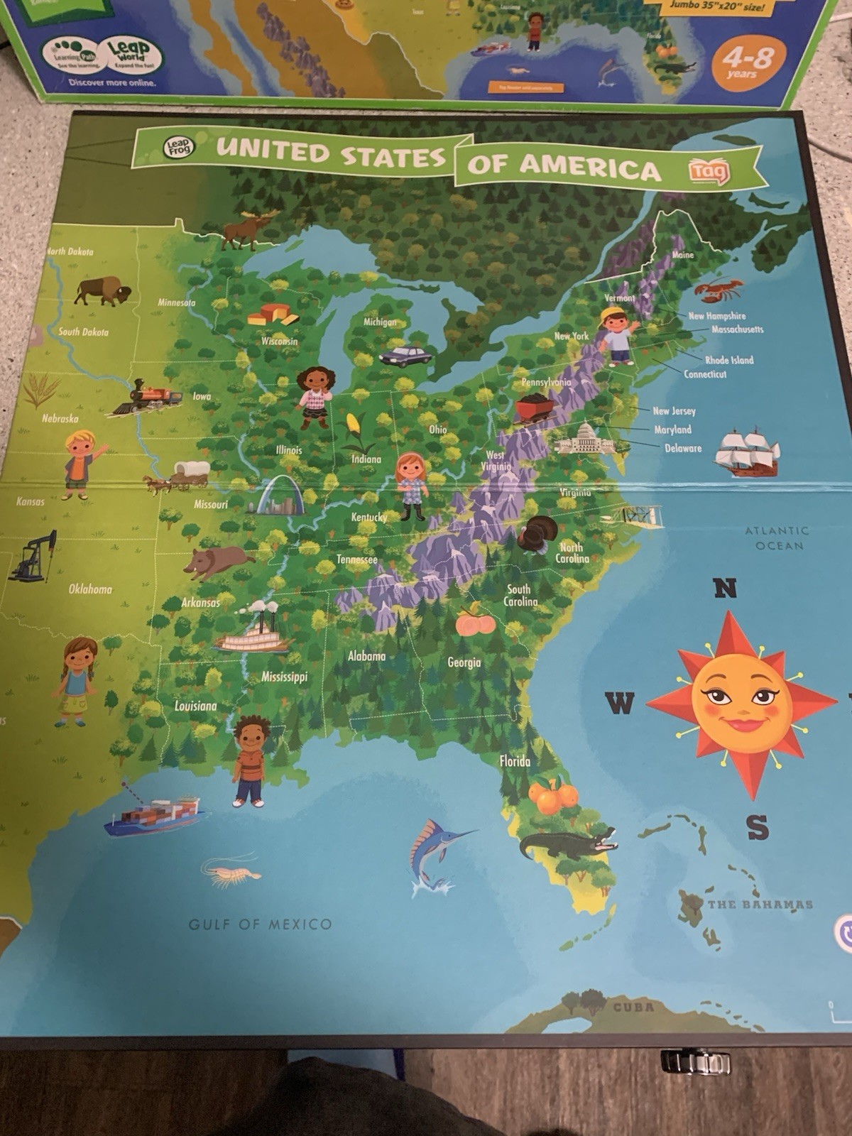 LEAP FROG INTERACTIVE UNITED STATES MAP TAG READING SYSTEM 2 SIDED MAP