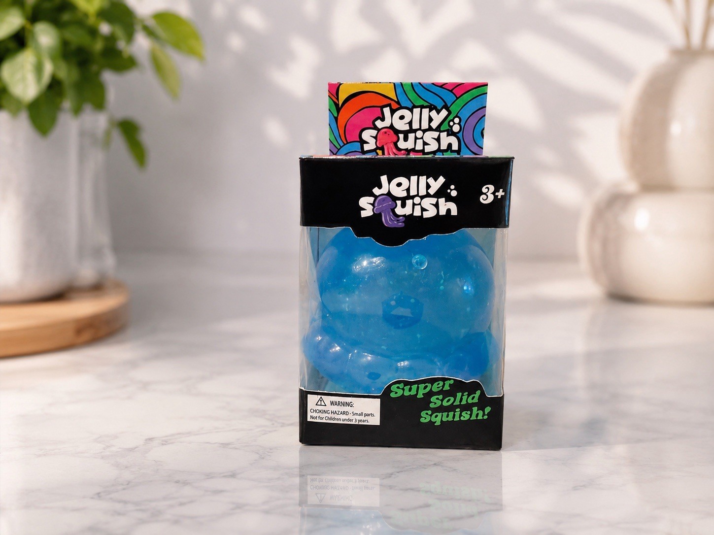 Jelly Squish Super Solid Blue Squish Tactile Squeeze Toy, Age 3+