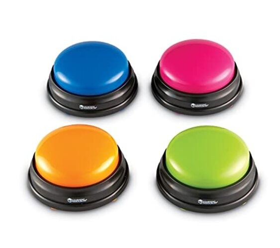 Answer Buzzers, Set of 4 Assorted Colored Buzzers, Game Show Buzzers, 3