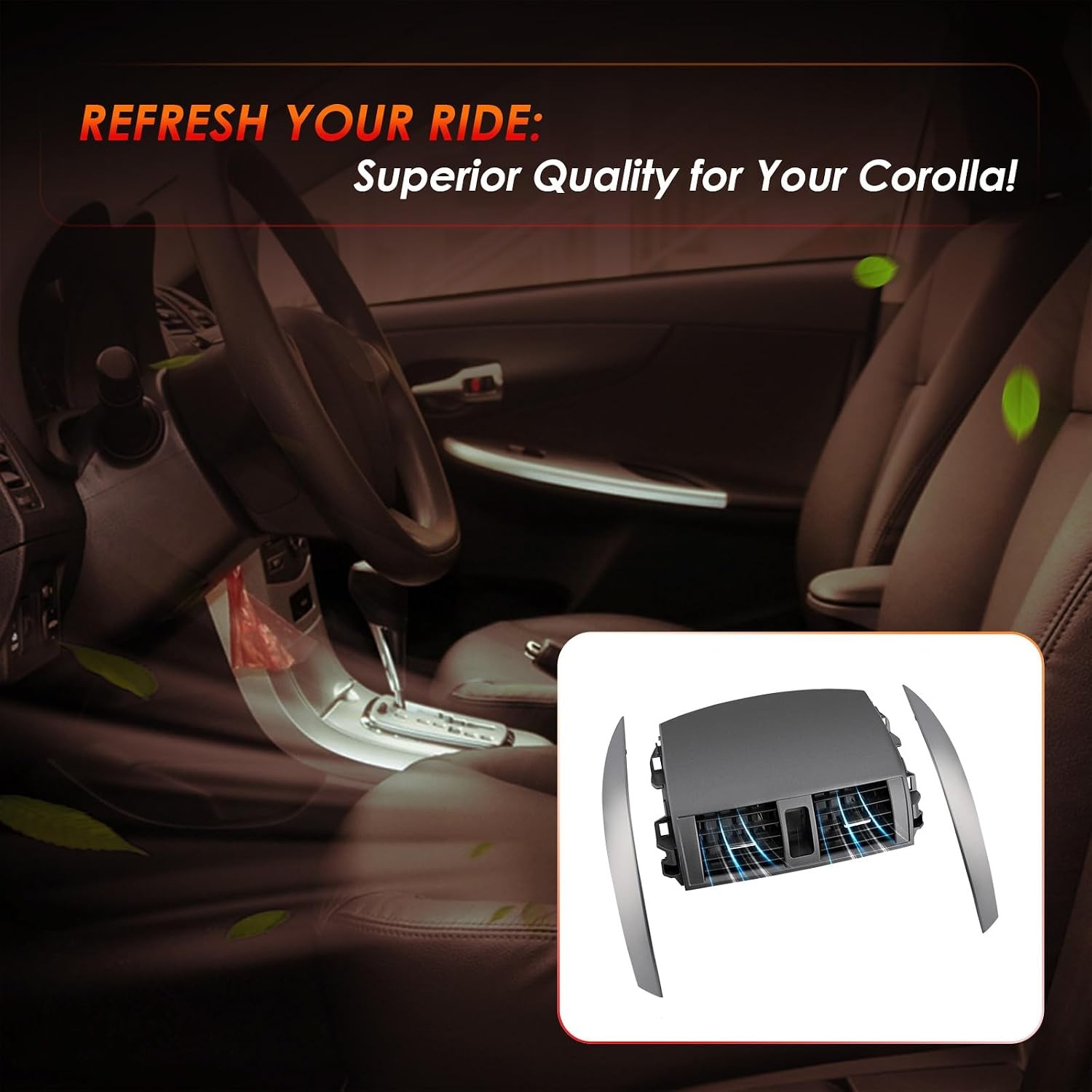 2008-2013 Corolla Center A/C Dash Air Vent Trim Cover Strips Compatible