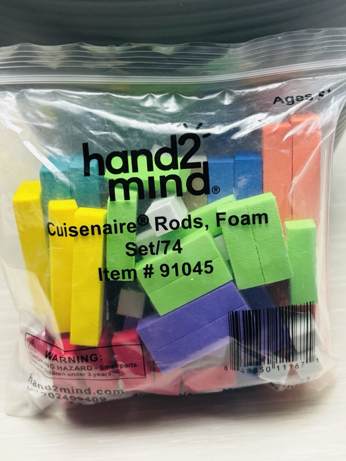 hand2mind Cuisenaire Rods Foam Set 74 Pieces MPN 91045 Ages 4-7 8-11 5+ Years